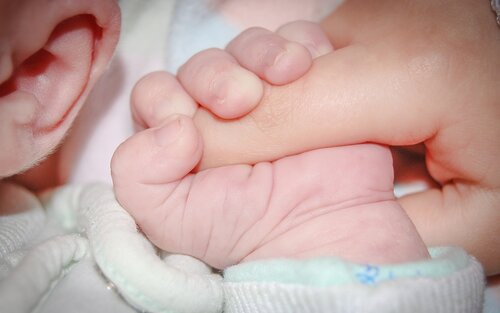 Eine Babyhand die den Zeigefinger der Mutter greift. | © Pixabay