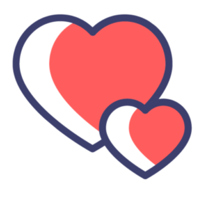 Icon von zwei Herzen, wobei das eine etwas grösser ist als das andere. | © Dein Date