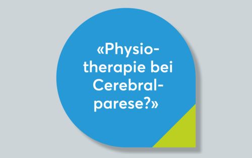 Sprechblase mit der Frage: "Physiotherapie bei Cerebralparese?" | © Stiftung MyHandicap / EnableMe