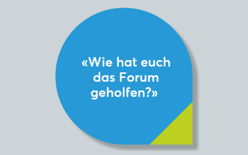 Sprechblase mit der Frage: "Wie hat euch das Forum geholfen?" | © Stiftung MyHandicap / EnableMe