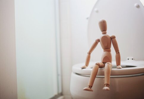 Une poupée en bois est assise sur des toilettes. | © unsplash
