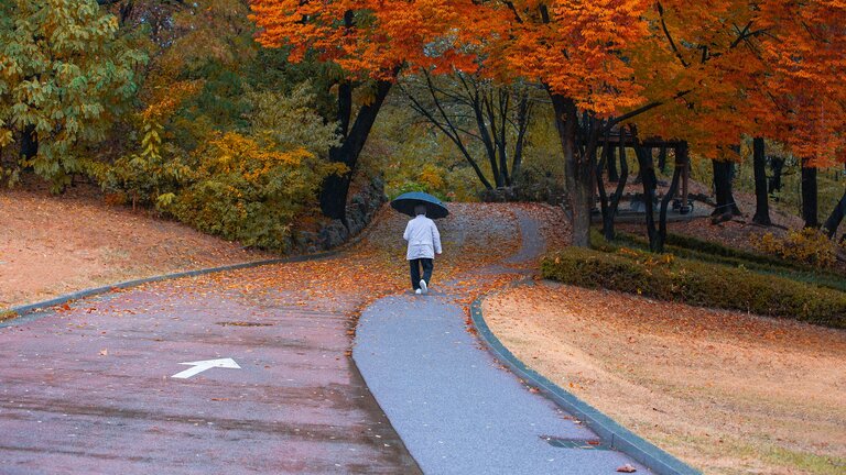 Frau läuft alleine durch einen Park. | © Pixabay