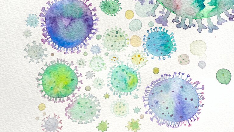 Eine Zeichnung von bunten, runden Mikroorganismen. | © unsplash