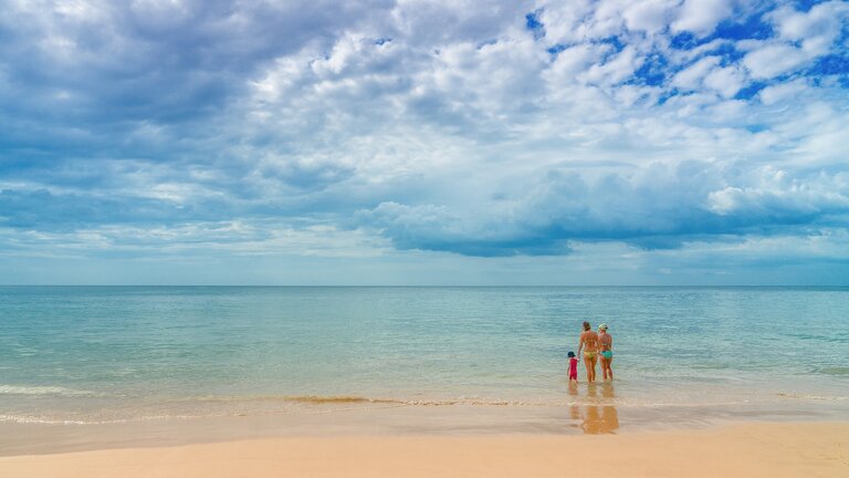 Ein weisser Sandstrand mit Meer und Palme. | © pixabay